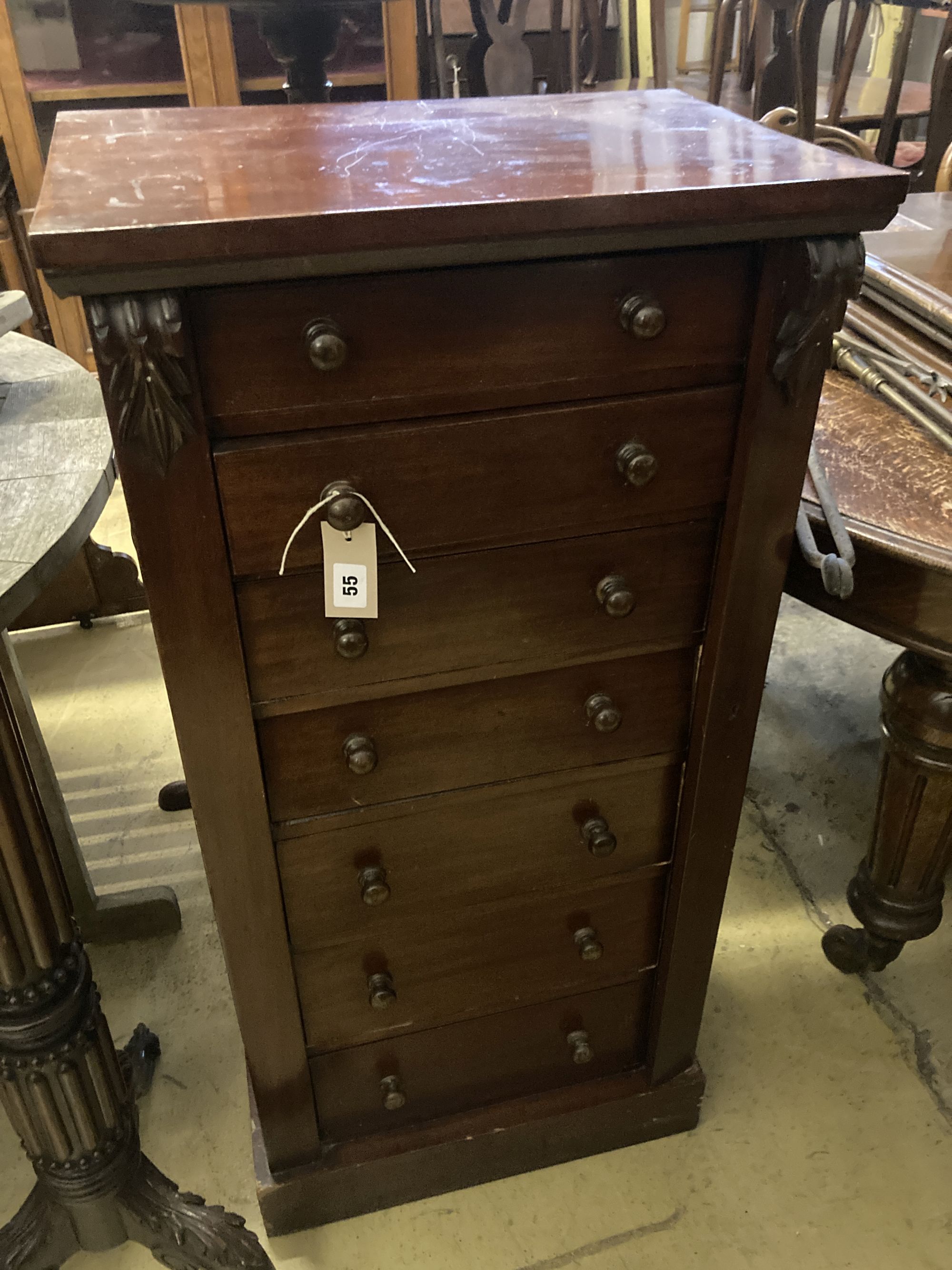 A Victorian mahogany Wellington chest, width 50cm, depth 34cm, height 104cm